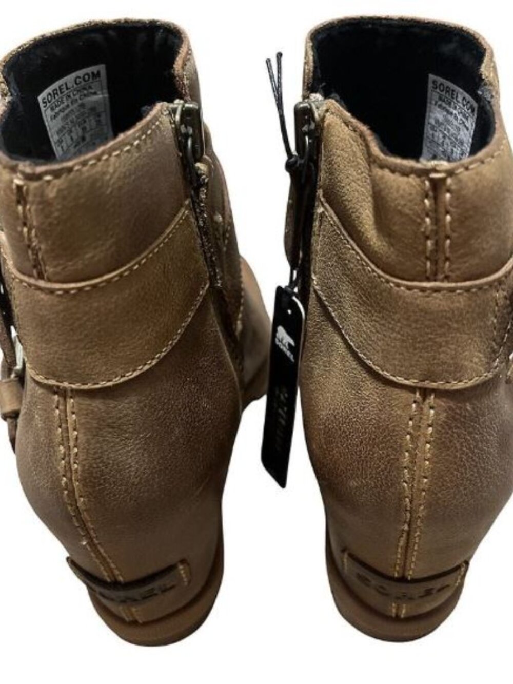 Sorel Brown Leather Wedge Ankle Booties 8M - Picture 2 of 6